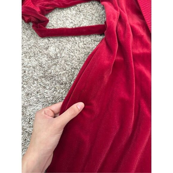 Vintage Christian Dior Red Long Bath Robe Arnel Blend Tie Front USA Made Size S - Picture 11 of 16